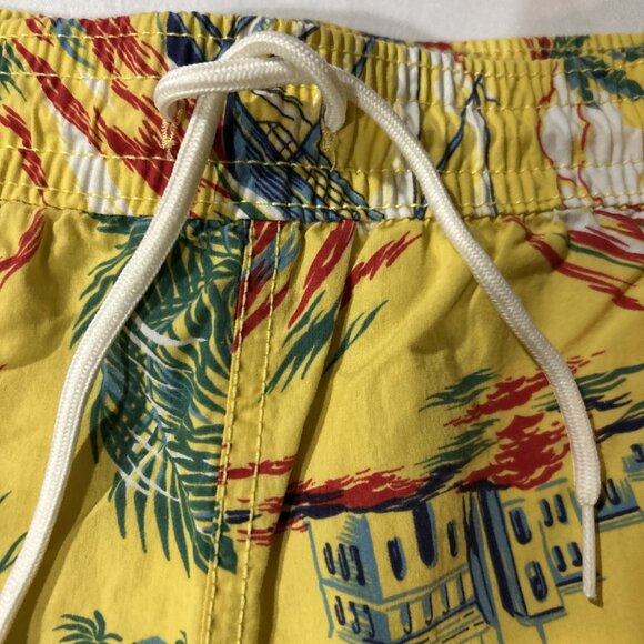Vintage Polo 90s Hawaiian Yellow Ralph Lauren Drawstring Swim Shorts Trunks 2XL - Picture 4 of 11